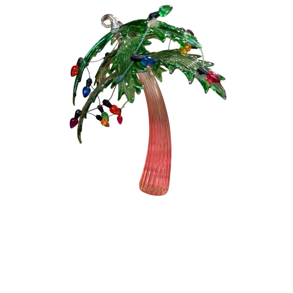 Vintage Hand Blown Glass Christmas Tree Ornament Murano Style Green Art Glass
